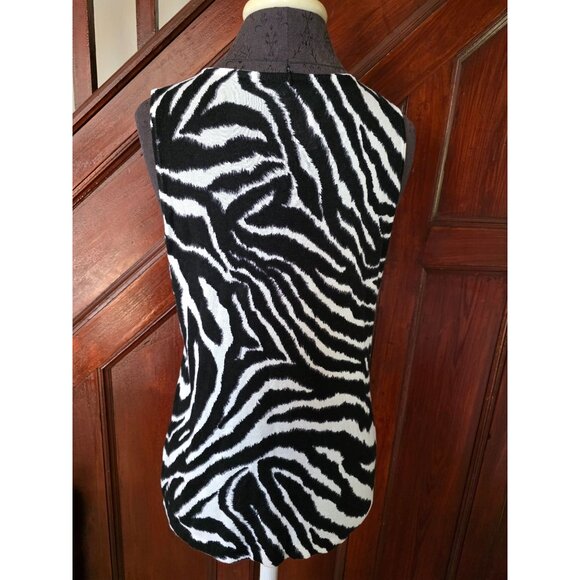 Chicos Zebra Print Sleeveless Tank Top Size 1 Cotton Blend Medium - Picture 2 of 6
